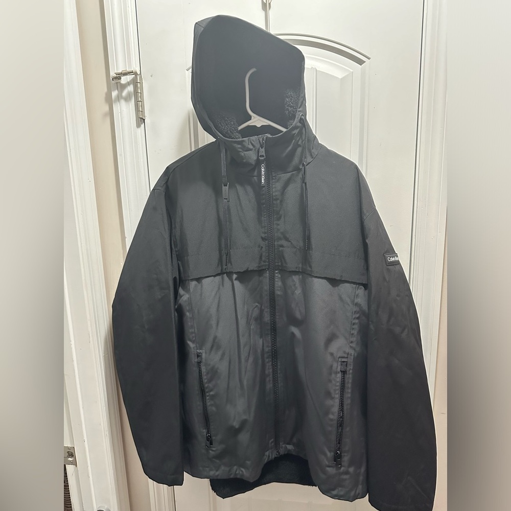 Calvin Klein Men’s Mid Weight Faux Fur Lined Coat with Hood Size XXL